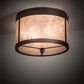 Meyda Lighting Smythe Craftsman 12" 2-Light Mahogany Bronze Flush Mount Light With Silver Mica Shade Glass