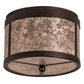Meyda Lighting Smythe Craftsman 12" 2-Light Mahogany Bronze Flush Mount Light With Silver Mica Shade Glass