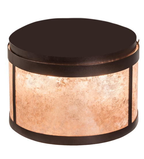 Meyda Lighting Smythe Craftsman 12" 2-Light Mahogany Bronze Flush Mount Light With Silver Mica Shade Glass