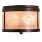 Meyda Lighting Smythe Craftsman 12" 2-Light Mahogany Bronze Flush Mount Light With Silver Mica Shade Glass