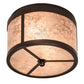 Meyda Lighting Smythe Craftsman 12" 2-Light Mahogany Bronze Flush Mount Light With Silver Mica Shade Glass