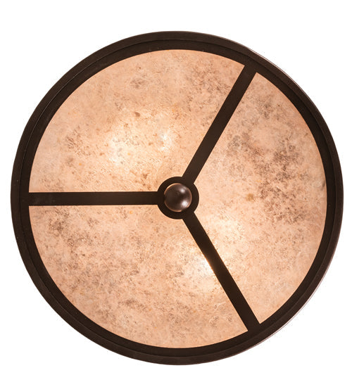 Meyda Lighting Smythe Craftsman 12" 2-Light Mahogany Bronze Flush Mount Light With Silver Mica Shade Glass