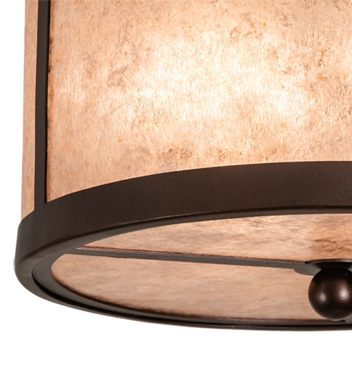 Meyda Lighting Smythe Craftsman 12" 2-Light Mahogany Bronze Flush Mount Light With Silver Mica Shade Glass