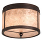 Meyda Lighting Smythe Craftsman 12" 2-Light Mahogany Bronze Flush Mount Light With Silver Mica Shade Glass