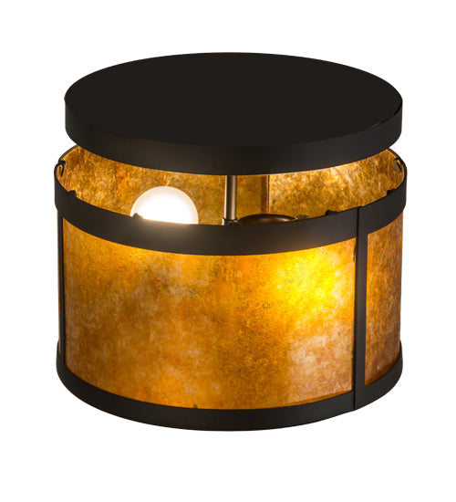 Meyda Lighting Smythe Craftsman 12" 2-Light Oil Rubbed Bronze Flush Mount Light With Amber Mica Shade Glass