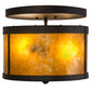 Meyda Lighting Smythe Craftsman 12" 2-Light Oil Rubbed Bronze Flush Mount Light With Amber Mica Shade Glass