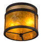 Meyda Lighting Smythe Craftsman 12" 2-Light Oil Rubbed Bronze Flush Mount Light With Amber Mica Shade Glass
