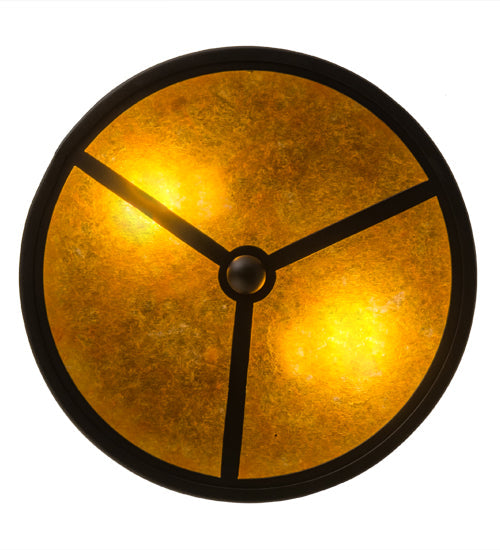 Meyda Lighting Smythe Craftsman 12" 2-Light Oil Rubbed Bronze Flush Mount Light With Amber Mica Shade Glass