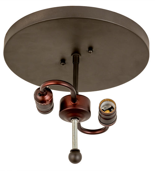 Meyda Lighting Smythe Craftsman 12" 2-Light Oil Rubbed Bronze Flush Mount Light With Amber Mica Shade Glass