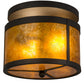 Meyda Lighting Smythe Craftsman 12" 2-Light Oil Rubbed Bronze Flush Mount Light With Amber Mica Shade Glass