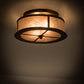 Meyda Lighting Smythe Craftsman 16" 2-Light Antique Copper Flush Mount Light With Silver Mica Shade Glass