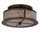 Meyda Lighting Smythe Craftsman 16" 2-Light Antique Copper Flush Mount Light With Silver Mica Shade Glass