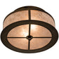 Meyda Lighting Smythe Craftsman 16" 2-Light Antique Copper Flush Mount Light With Silver Mica Shade Glass