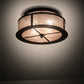 Meyda Lighting Smythe Craftsman 16" 2-Light Mahogany Bronze Flush Mount Light With Silver Mica Shade Glass