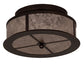 Meyda Lighting Smythe Craftsman 16" 2-Light Mahogany Bronze Flush Mount Light With Silver Mica Shade Glass