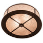 Meyda Lighting Smythe Craftsman 16" 2-Light Mahogany Bronze Flush Mount Light With Silver Mica Shade Glass