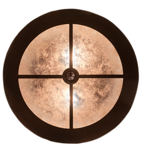 Meyda Lighting Smythe Craftsman 16" 2-Light Mahogany Bronze Flush Mount Light With Silver Mica Shade Glass
