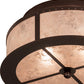 Meyda Lighting Smythe Craftsman 16" 2-Light Mahogany Bronze Flush Mount Light With Silver Mica Shade Glass