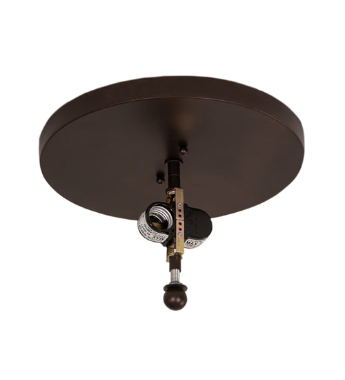 Meyda Lighting Smythe Craftsman 16" 2-Light Mahogany Bronze Flush Mount Light With Silver Mica Shade Glass