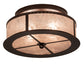 Meyda Lighting Smythe Craftsman 16" 2-Light Mahogany Bronze Flush Mount Light With Silver Mica Shade Glass