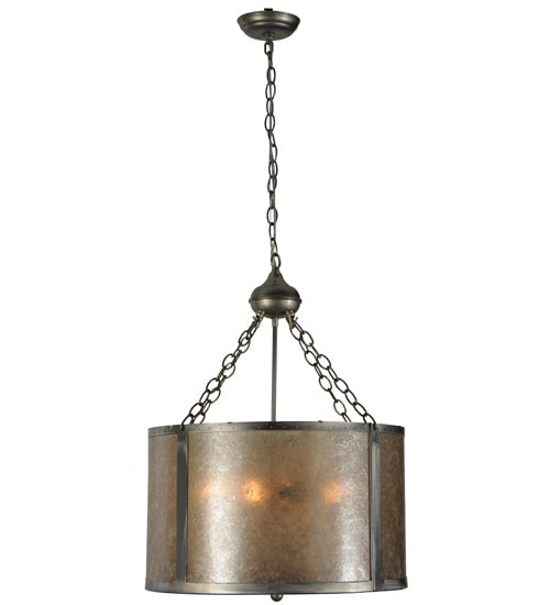 Meyda Lighting Smythe Craftsman 20" 4-Light Steel Inverted Pendant Light With Silver Mica Shade Glass