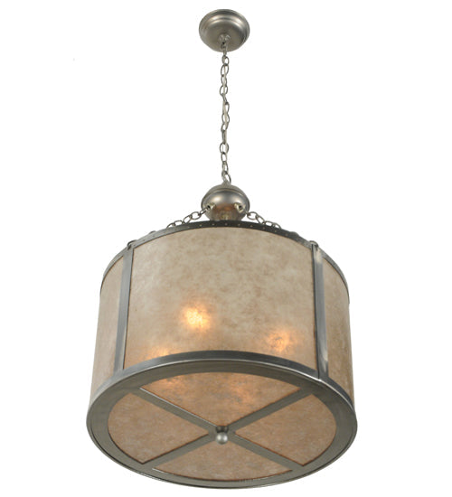 Meyda Lighting Smythe Craftsman 20" 4-Light Steel Inverted Pendant Light With Silver Mica Shade Glass
