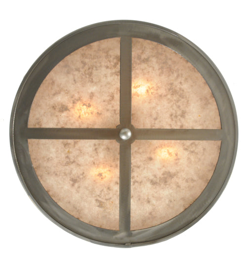 Meyda Lighting Smythe Craftsman 20" 4-Light Steel Inverted Pendant Light With Silver Mica Shade Glass