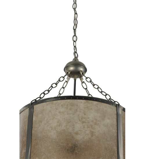 Meyda Lighting Smythe Craftsman 20" 4-Light Steel Inverted Pendant Light With Silver Mica Shade Glass