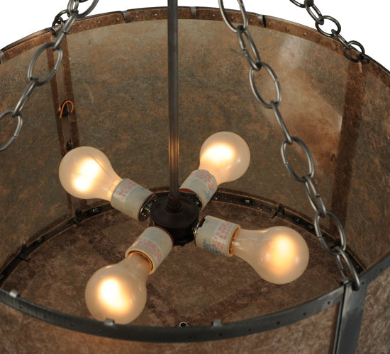 Meyda Lighting Smythe Craftsman 20" 4-Light Steel Inverted Pendant Light With Silver Mica Shade Glass