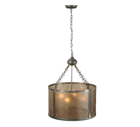 Meyda Lighting Smythe Craftsman 20" 4-Light Steel Inverted Pendant Light With Silver Mica Shade Glass