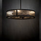 Meyda Lighting Smythe Craftsman 260368 45" 16-Light Mahogany Bronze Chandelier With Silver Mica Shade Glass and Fan