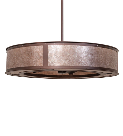 Meyda Lighting Smythe Craftsman 260368 45" 16-Light Mahogany Bronze Chandelier With Silver Mica Shade Glass and Fan