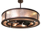 Meyda Lighting Smythe Craftsman 260368 45" 16-Light Mahogany Bronze Chandelier With Silver Mica Shade Glass and Fan