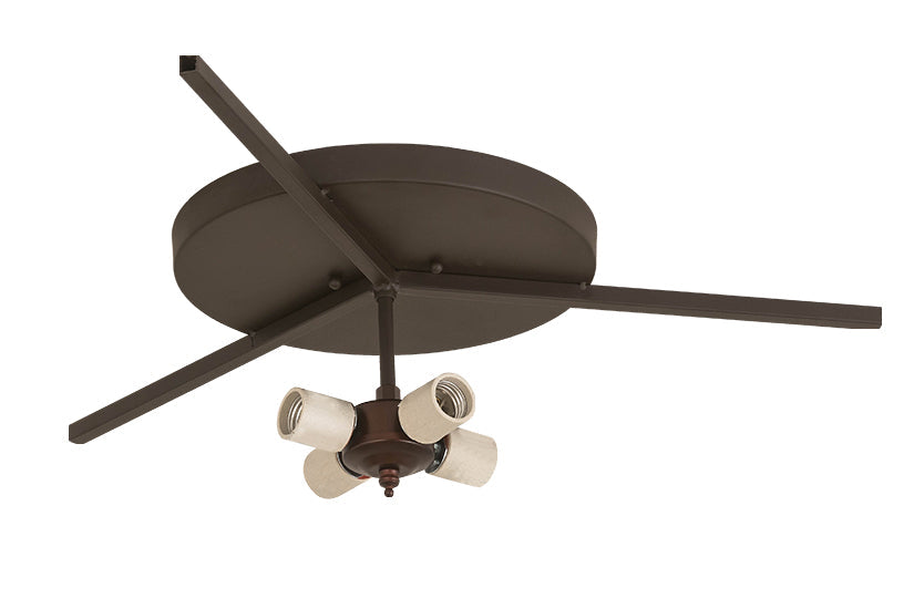 Meyda Lighting Smythe Craftsman 28" 4-Light Oil Rubbed Bronze Flush Mount Light With Amber Mica Shade Glass
