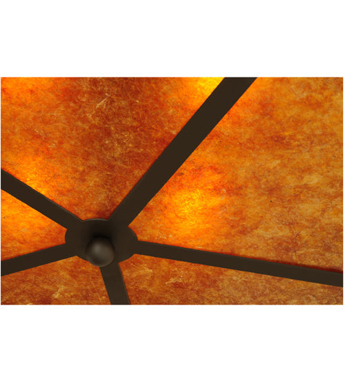 Meyda Lighting Smythe Craftsman 28" 4-Light Oil Rubbed Bronze Flush Mount Light With Amber Mica Shade Glass