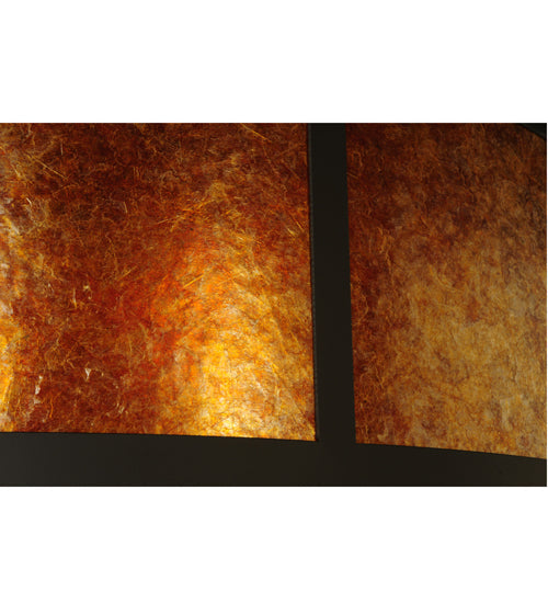 Meyda Lighting Smythe Craftsman 28" 4-Light Oil Rubbed Bronze Flush Mount Light With Amber Mica Shade Glass