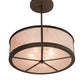 Meyda Lighting Smythe Craftsman 28" 4-Light Oil Rubbed Bronze Semi-flush Mount Ceiling Light With Silver Mica Shade Glass