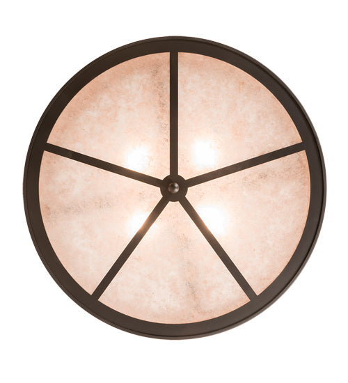 Meyda Lighting Smythe Craftsman 28" 4-Light Oil Rubbed Bronze Semi-flush Mount Ceiling Light With Silver Mica Shade Glass