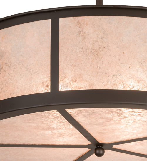 Meyda Lighting Smythe Craftsman 28" 4-Light Oil Rubbed Bronze Semi-flush Mount Ceiling Light With Silver Mica Shade Glass