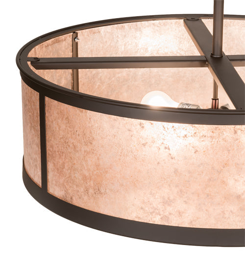 Meyda Lighting Smythe Craftsman 28" 4-Light Oil Rubbed Bronze Semi-flush Mount Ceiling Light With Silver Mica Shade Glass