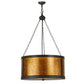 Meyda Lighting Smythe Craftsman 28" 4-Light Timeless Bronze Inverted Pendant Light With Amber Mica Shade Glass