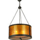 Meyda Lighting Smythe Craftsman 28" 4-Light Timeless Bronze Inverted Pendant Light With Amber Mica Shade Glass