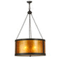 Meyda Lighting Smythe Craftsman 28" 4-Light Timeless Bronze Inverted Pendant Light With Amber Mica Shade Glass