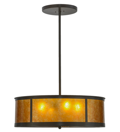 Meyda Lighting Smythe Craftsman 28" 4-Light Timeless Bronze Pendant Light With Amber Mica Shade Glass