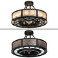 Meyda Lighting Smythe Craftsman 30" 16-Light Oil Rubbed Bronze Semi-flush Mount Light With Clear Seeded Glass, Silver Mica And Statuario Idalight Shade