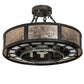 Meyda Lighting Smythe Craftsman 30" 16-Light Oil Rubbed Bronze Semi-flush Mount Light With Clear Seeded Glass, Silver Mica And Statuario Idalight Shade