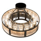 Meyda Lighting Smythe Craftsman 30" 16-Light Oil Rubbed Bronze Semi-flush Mount Light With Clear Seeded Glass, Silver Mica And Statuario Idalight Shade