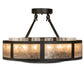 Meyda Lighting Smythe Craftsman 30" 16-Light Oil Rubbed Bronze Semi-flush Mount Light With Clear Seeded Glass, Silver Mica And Statuario Idalight Shade