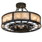 Meyda Lighting Smythe Craftsman 30" 16-Light Oil Rubbed Bronze Semi-flush Mount Light With Clear Seeded Glass, Silver Mica And Statuario Idalight Shade