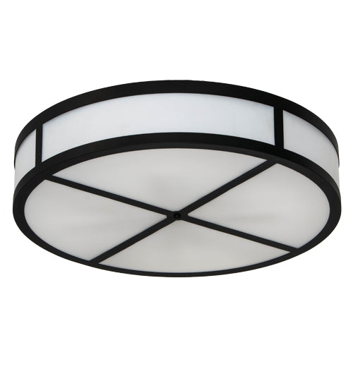 Meyda Lighting Smythe Craftsman 30" 4-Light Solar Black Semi-flush Mount Light With White Statuario Idalight Shade Glass